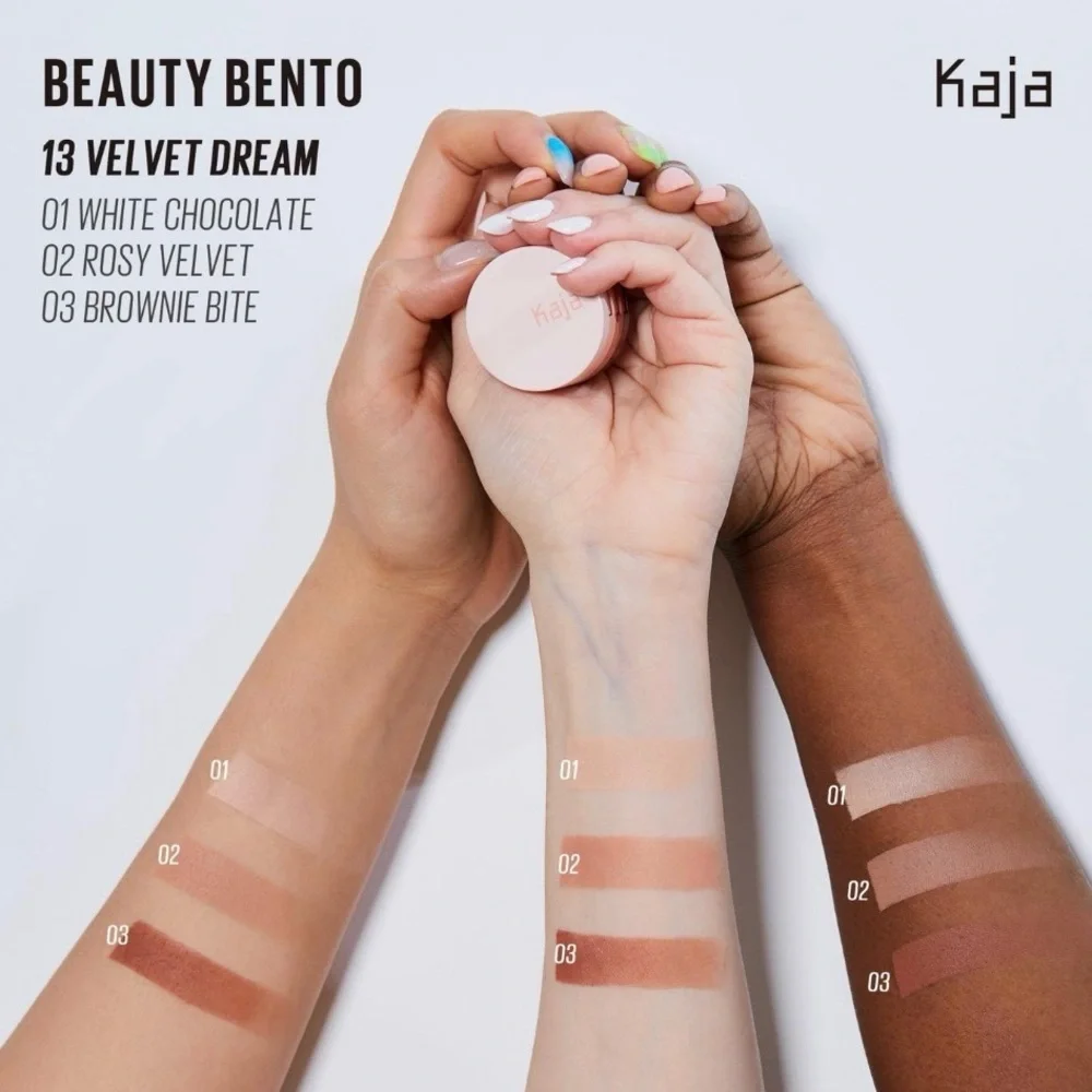 Kaja Beauty Bento Bouncy Shimmer Eyeshadow Trio - Velvet Dream - Neutral Shades